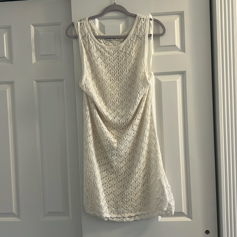 Abercrombie & Fitch Cream Crochet Swim Coverup
